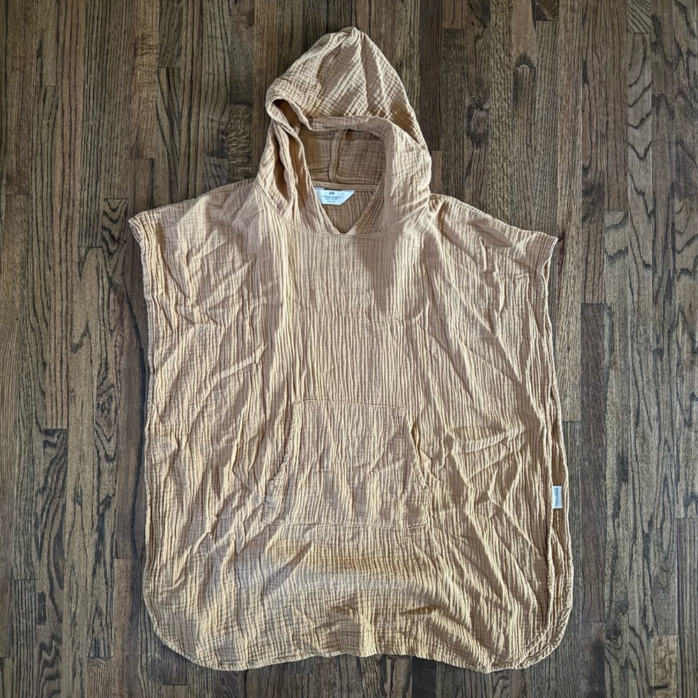 H&M Kids Burnt Orange/Tan Hooded Cover-Up Poncho - Size 8-10